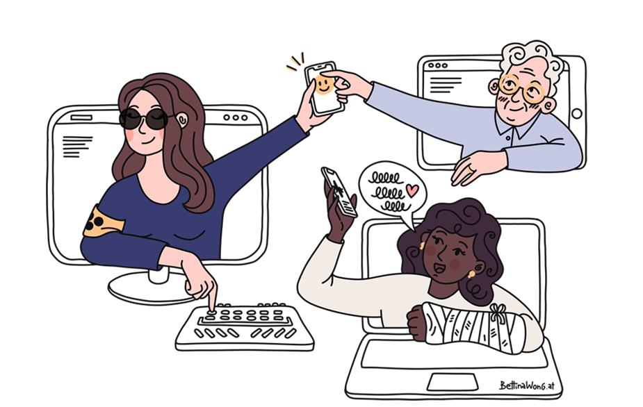 Gezeichnete Illustration für die Darstellung von Web-Zugänglichkeit.
